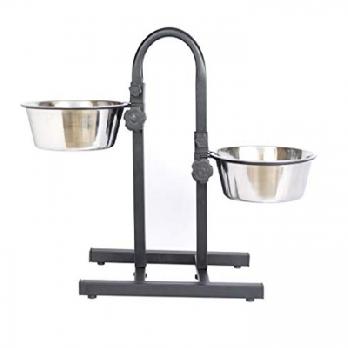 Pets Friend Adjustable Feeding Stand U Type with 2 Stainless Steel Dog Bowls Large